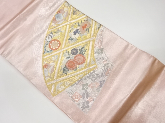 JAPANESE KIMONO / VINTAGE NAGOYA OBI / WOVEN FLOWERS